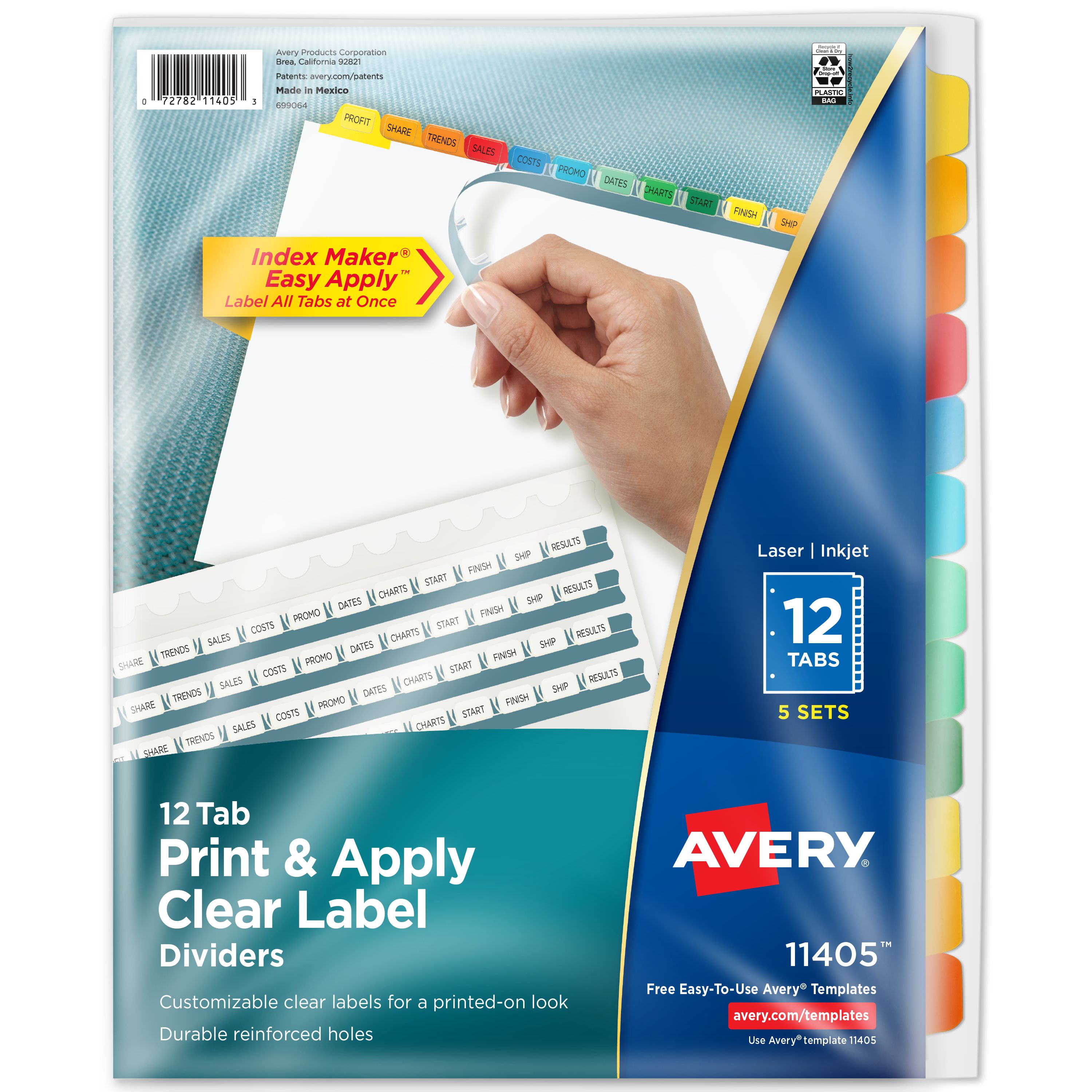 Avery Print & Apply Dividers 5 Sets Multicolor (11405) | Avery